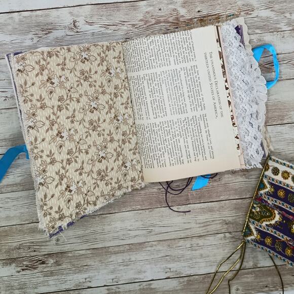 Small Purple & Gold Junk Journal, Handmade Recycled Journal, Chunky Junk Journal - Picture 6 of 16